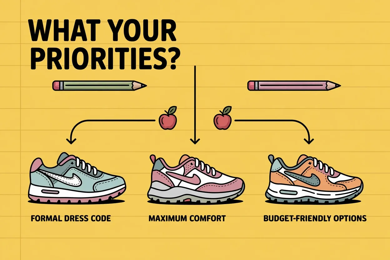 Teacher sneaker decision guide infographic